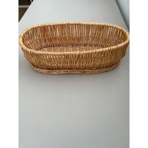 Woven Wicker‎ Basket Oval Serving Tray Organizer Fruit Bread Display Table Decor